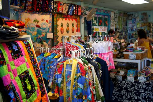 Fabric stall at a market