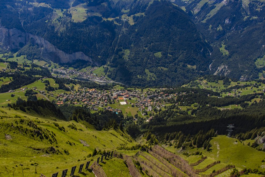 Alpine valley with a village