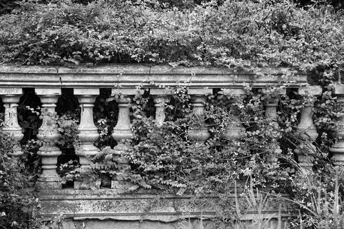 Stone balustrade in a garden